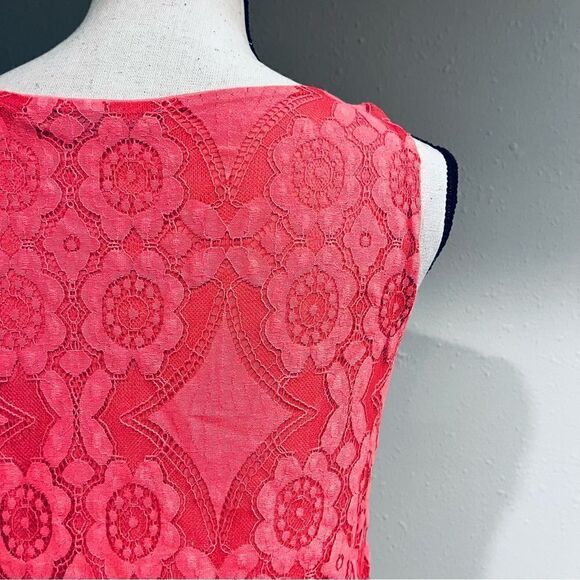 Lace salmon pink color sleeveless mini dress - Picture 5 of 12